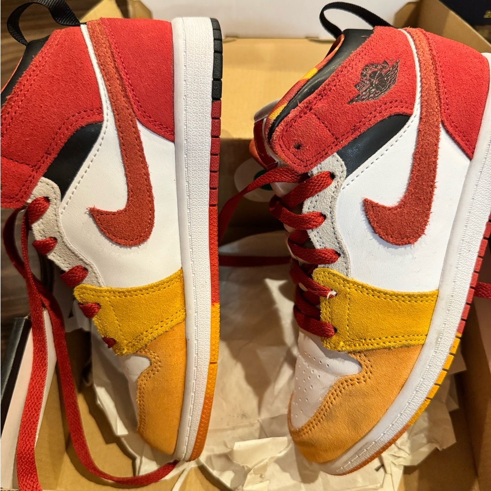 Nike Kids Red, Yellow, and Orange Sneakers
